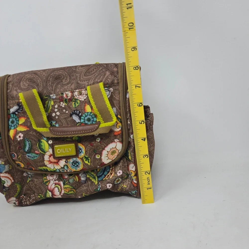 Oilily Floral Paisley Hanging Toiletry Bag Travel Makeup Case Brown Multi